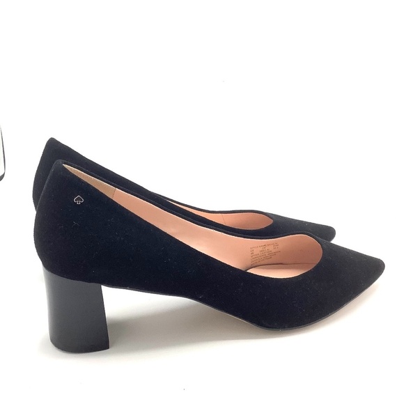 Kate Spade Moulin Pumps Black Suede Leather Heels 9 - Picture 3 of 14